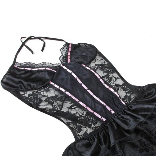 Hot Lingerie + G-String Costume Back less Lace Set Night Wear - NIT08