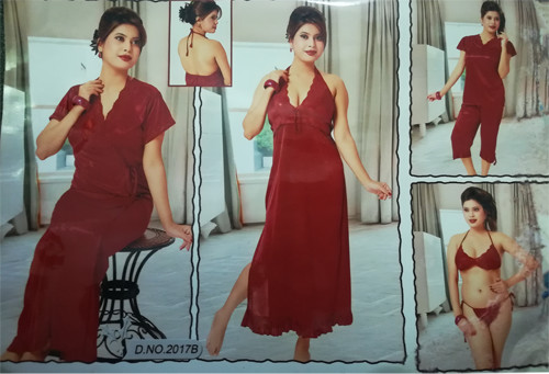 Best Quality Fabric 6 Pieces Nighty Set For Girls 2017-B