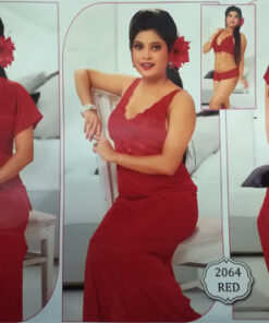 Bridal Silk Nighty Set For Honeymoon 2064 Red