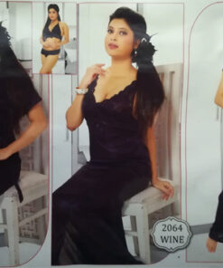 Bridal Silk Nighty Set For Honeymoon 2064 Wine