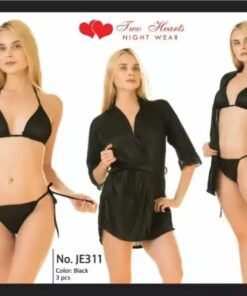 Short Gown with Bikini JE311 Black