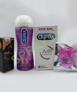 4-in-1 Couples Combo Ultra Thin Condoms + 2-in-1 Massage Gel + Delay Spray + Pleasure Ring